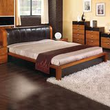 实木床双人床婚床皮床1.5米1.8米实木床特价简约现代中式卧室家具