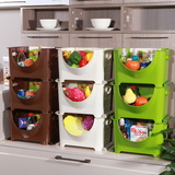 日本进口inomata厨房用品塑料可叠加蔬菜收纳箱落地置物架果蔬框