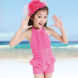 2016新款包邮平角裙式女童泳衣韩国设计连体儿童泳装中大童游泳衣