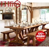 实木餐桌仿古纯实木长方形餐桌长凳椅组合做旧老家具餐台饭桌定制