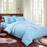 素韵老粗布四件套纯棉全棉简约双人床单被套纯色床上用品1.8m床