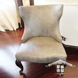 后现代 PU皮 书椅 装饰椅 做旧皮 样板房 单人沙发椅 s264