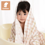 威尔贝鲁 婴儿纱布浴巾 宝宝浴巾纯棉新生儿童大毛巾被加厚吸水
