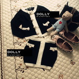 正品代购 欧洲童装Dolly 2016春秋季新款黑珍珠羊绒女童亲子套装