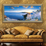 地中海风景油画纯手绘装饰画客厅沙发背景墙挂画壁画美式欧式现代