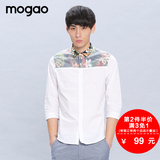 MOGAO摩高男装 2016夏季新品 时尚男士拼接七分袖衬衫 731122067