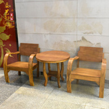 东南亚家具圆形休闲餐桌椅组合中式实木圆桌椅子简约时尚阳台客厅