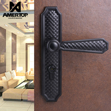 美拓门锁室内卧室房门房间门锁美式简易通用型纯铜欧式仿古锁黑色