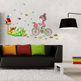 美女单车可移除墙贴纸客厅卧室简约装饰沙发电视背景贴画壁纸壁贴