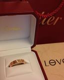 香港代购法国卡地亚cartier情侣对戒 结婚戒指 窄版单钻18k玫瑰金
