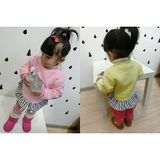 WANMEI 韩国出口婴幼儿童女宝宝加绒花边卫衣纯棉圆领打底衫上衣
