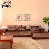 SRITY中式实木沙发组合转角红椿木客厅实木家具布艺木质