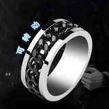 免费刻字！韩版个性戒指男士钛钢单身潮男食指指环可刻字可转动