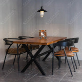 美式乡村loft铁艺实木餐桌做旧餐桌椅组合咖啡厅休闲椅餐椅