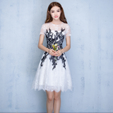 伴娘服短款2016新款夏季韩式短袖晚礼服宴会小礼服修身显瘦连衣裙