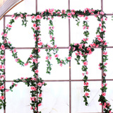 仿真花藤 装饰花藤条藤蔓 假花塑料花客厅空调管道室内绢花玫瑰花