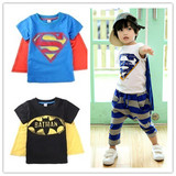 男童钢铁侠套装超人服装儿童蝙蝠侠衣服蜘蛛侠童装超人奥特曼衣服