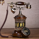 新款时尚实木创意仿古欧式复古电话机家用座式电话机座机来电显示