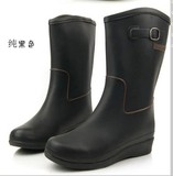 强货 春秋女款中筒日本 防滑耐磨 雨鞋 橡胶 环保 吸汗 增高