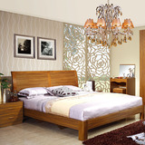 中式橡木实木床1.5双人床1.8米结婚床高箱储物床类成人单人床家具