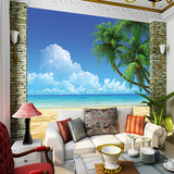 艾米大型背景墙简约壁纸大海沙滩夏日空间酒店无缝墙纸丝绸壁画