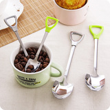 创意铁锹造型饭勺调羹汤匙咖啡勺 食品级不锈钢长柄勺搅拌勺子