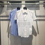 ZIOZIA 韩国专柜代购 16夏款棉质微弹休闲短袖衬衫2色CBW2WD1201