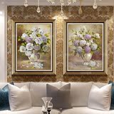 油画欧式现代中式客厅玄关过道餐厅书房组合抽象康乃馨花卉装饰画