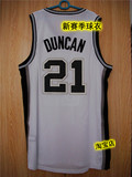 正品 新版篮球服 马刺队 邓肯21号 背心球衣 热压SW版 黑色 白色