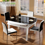 米洛莱家具黑色钢化玻璃餐桌餐台 耐热饭桌 可变形带电磁餐桌860