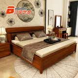 兰宝艺家 现代中式实木床 1.8米双人床气动高箱储物床真皮软包床