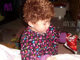 秋冬 手工编织男女宝宝假发帽子 0-6-12个月2岁婴幼儿童毛线帽