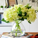 绣球仿真花艺套装花瓶 玻璃透明 欧式假花绢花餐桌装饰花摆件花束