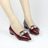 韩版新款流行女鞋卡丝露正品尖头水晶装饰低跟单鞋套脚特价包邮