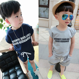 男童夏装新款女童韩版背带裤套装1-2-3岁宝宝短袖小男孩子两件套