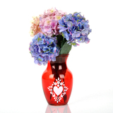 复古花瓶 红色玻璃花器 插绢花鲜花中号 欧式田园风婚庆桌式花瓶