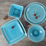 DFGR高档创意韩式冰裂釉个性西餐陶瓷餐具餐盘碗家用碗碟套装方圆
