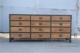 复古实木餐边柜 北欧铁艺储物收纳整理柜 文件抽屉置物斗柜 边架