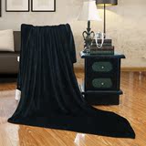 法兰绒珊瑚绒毛毯纯色冬季双面加厚床单夏季空调毯毛巾被黑色毯子