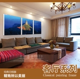 A中式山水风景装饰画 客厅三联壁画沙发背景墙画 餐厅玄关无框画
