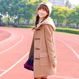 星琴少女冬装外套2015新款韩版初高中学生中长款毛呢外套呢大衣
