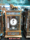 古董钟表 纯铜景泰蓝机械钟表 仿古狮子座钟 高端居家办公桌摆件