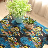 柒柒家日式和风古典扇形花纹传统餐桌布蕾丝花边棉麻粗布装饰台布