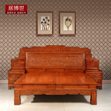 中式古典红木床 进口非洲花梨木大脚床 全实木1.8米山水百子大床