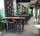 定制 loft实木长桌星巴克咖啡厅奶茶店桌椅组合长方形酒吧台餐桌