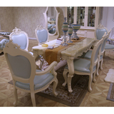 欧式实木雕花餐桌  高档奢华进口红玉龙面餐厅长餐桌6人