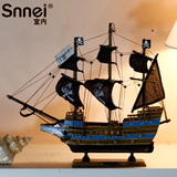 加勒比海盗船海贼王模型工艺船仿真实木质帆船模型摆件小木船礼物