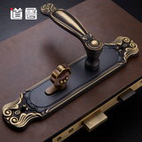 新款高档纯铜欧式美式房门锁通用方向实木门全铜执手门锁红古铜色