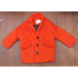 现货韩国进口代购2015童装冬装款XR男童女童儿童新年红色毛呢外套