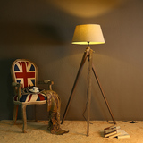 包邮宜家美式大三脚木质落地灯台灯创意简约书房卧室客厅欧式复古